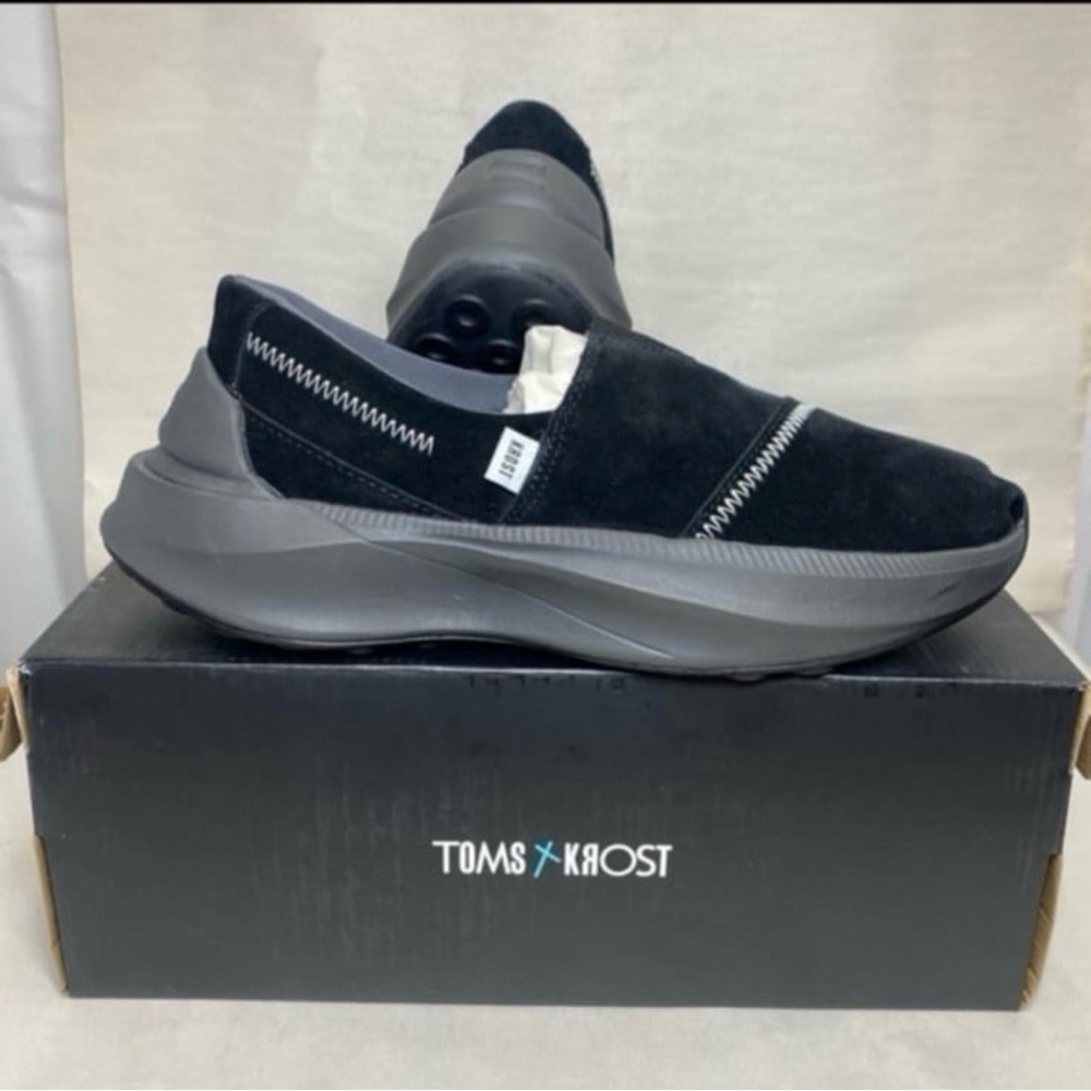 Toms x Krost ortholite black suede alpargata gamma slip ons men’s 8 women’s 9.5